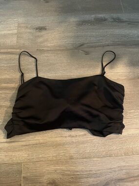 Dynamite Cropped Satin Tie Top